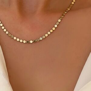 Flat Bead Sequin Chain Layering Choker | Waterproof 14K Gold Plated Necklace